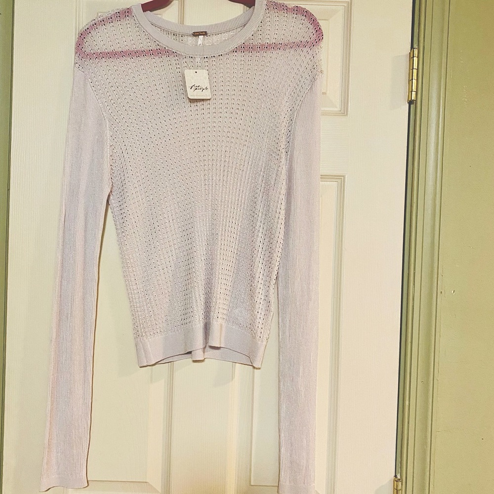 NWT FREE PEOPLE CREAM SHEER LIGHTWEIGHT SWEATER SIZE XL MSRP $98